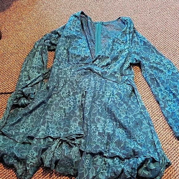 SHEIN | Dresses | Shein Lined Lace Mini Dress Emerald Green | Poshmark